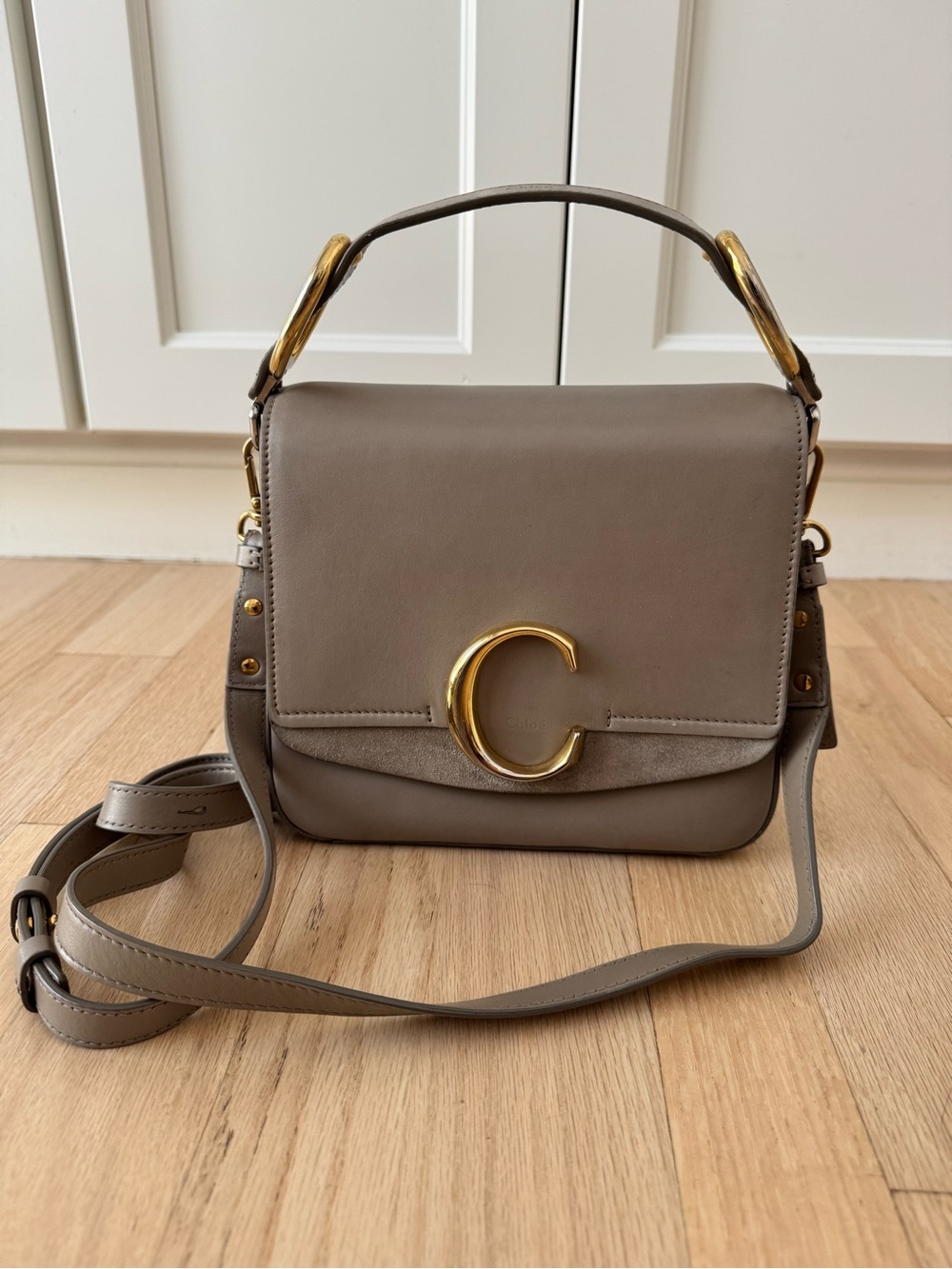 Chloe C bag double carry bag medium size handbag purse crossbody top handle